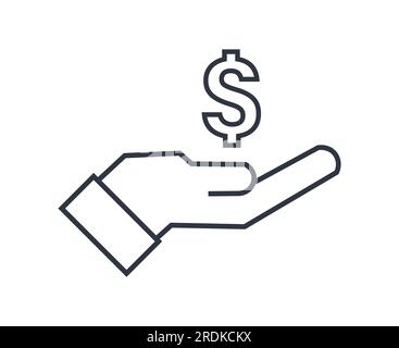 Symbol für einen handgehaltenen Dollar. Vektor. Stock Vektor