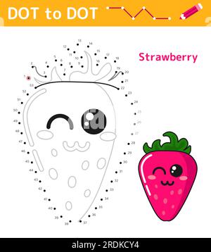 Zahlen Spiel Punkt zu Punkt. Spiel für Kinder. Erdbeere Stock Vektor