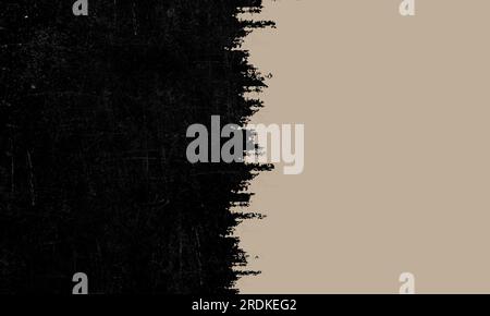 Gebürsteter, Abstrakter Hintergrund. Malerei mit Pinselstriche.Texturpinsel mit schwarzem und beigefarbenem Hintergrund. Abstrakter Pinselhintergrund, an einer Betonwand Stockfoto