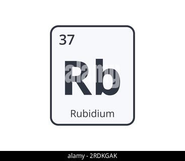 Rubidium-Element-Symbol. Grafik für wissenschaftliche Designs. Stock Vektor