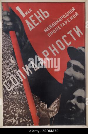 Gustav Klutsis (1895-1938). Russisch-lettischer Künstler. 1. Mai, Internationaler Tag der Solidarität der Arbeitnehmer. Poster, 1930. Hochdruck auf Papier, 105,6 x 73,1 cm. Stockfoto