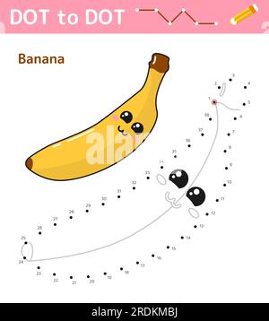 Zahlen Spiel Punkt zu Punkt. Spiel für Kinder. Banane Stock Vektor