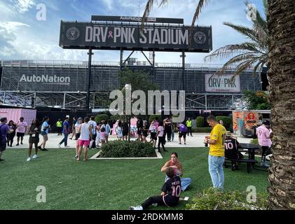 Fans vor dem Spiel des Leagues Cup im DRV PNK Stadium in Fort Lauderdale, Florida. Bilddatum: Samstag, 22. Juli 2023. Stockfoto