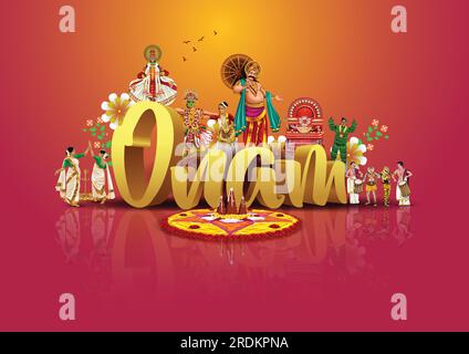 south Indian Kerala Festival glücklich onam Grüße Hintergrund. Editierbare Vektor-Illustration Design Stock Vektor