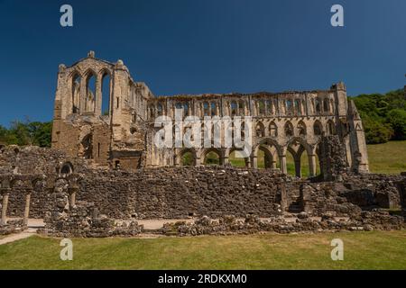 Die zerstörte Zisterzienserabtei Rievaulx in North Yorkshire, Großbritannien Stockfoto