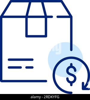Freier Rücklauf. Lieferkarton und Dollarzeichen. Symbol für Pixel Perfect Stock Vektor