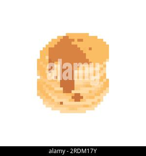 Pfannkuchen mit Schokoladenpixelkunst isoliert. 8-Bit-Sweet-Vector-Illustration Stock Vektor