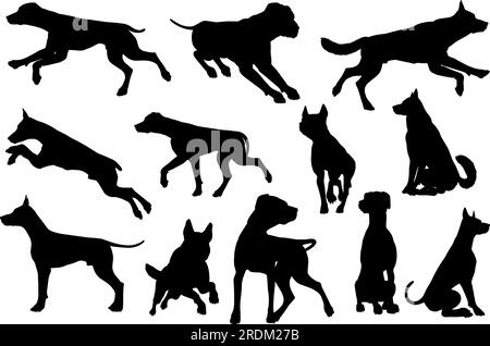 Hund Silhouetten Tier einstellen Stock Vektor