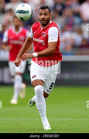 BRÜGGE - Vangelis Pavlidis von AZ Alkmaar während des Freundschaftsspiels zwischen Club Brügge und AZ Alkmaar am 22. Juli 2023 im Jan Breydel Stadion in Brügge, Belgien. AP | niederländische Höhe | Ed VAN DE POL Stockfoto