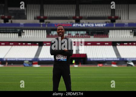 London Stadium, London, Großbritannien. 22. Juli 2023. 2023 London Diamond League Athletics Pressekonferenz und Fotogelegenheit; Zharnel Hughes Credit: Action Plus Sports/Alamy Live News Stockfoto