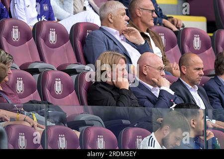 BRÜSSEL - Direktor Sven Mislintat von Ajax während des Freundschaftsspiels zwischen RSC Anderlecht und Ajax Amsterdam im Lotto-Park am 22. Juli 2023 in Brüssel, Belgien. ANP GERRIT VAN KOLOLEN Stockfoto