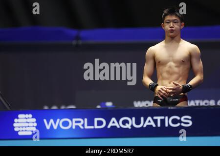 Fukuoka, Japan. 22. Juli 2023. Rikuto Tamai (JPN) Tauchen : World Aquatics Championships Fukuoka 2023 Rundenfinale der 10m. Plattform für Männer im Präfekturpool Fukuoka in Fukuoka, Japan . Kredit: YUTAKA/AFLO SPORT/Alamy Live News Stockfoto