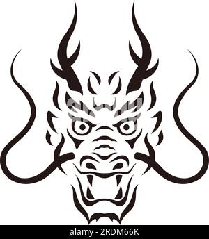 Jahr des Drachen Vektor Schwarz-Weiß Vektor Zodiac Symbol isoliert auf weißem Hintergrund. Stock Vektor