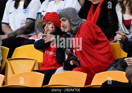 22. Juli 2023; Brisbane Stadium, Brisbane, Queensland, Australien: FIFA Womens World Cup Group D Fußball, England gegen Haiti; England Fans in schicker Kleidung Stockfoto