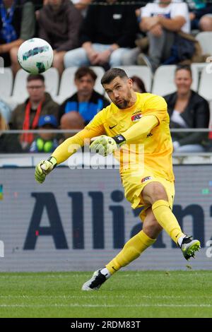 Barendrecht, Belgien. 22. Juli 2023. Der Torwart Mathew Ryan von AZ zeigte sich am Samstag, den 22. Juli 2023 in Brügge, während eines freundlichen Fußballspiels zwischen dem belgischen Club Brügge KV und dem niederländischen AZ Alkmaar in Aktion, um sich auf die kommende Saison 2023-2024 vorzubereiten. BELGA FOTO KURT DESPLENTER Kredit: Belga News Agency/Alamy Live News Stockfoto