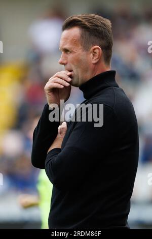 Barendrecht, Belgien. 22. Juli 2023. Der Cheftrainer des Clubs, Ronny Deila, zeigte sich während eines freundlichen Fußballspiels zwischen dem belgischen Club Brügge KV und dem niederländischen AZ Alkmaar am Samstag, den 22. Juli 2023 in Brügge, um sich auf die kommende Saison 2023-2024 vorzubereiten. BELGA FOTO KURT DESPLENTER Kredit: Belga News Agency/Alamy Live News Stockfoto