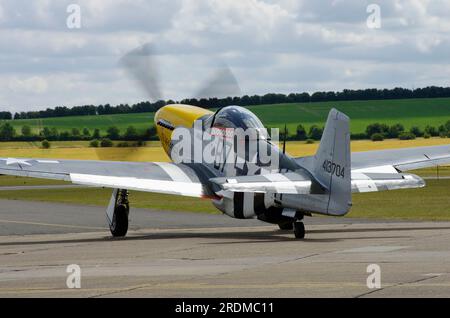 Nordamerikanische P-51D Mustang 413704, wilde Frankie, Duxford, Cambridge, England. Stockfoto