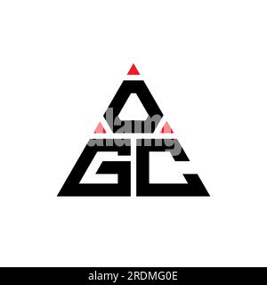 OGC-Logo mit Dreiecksbuchstaben und Dreiecksform. Monogramm mit OGC-Dreieck-Logo. OGC-Logovorlage für Dreiecksvektor in roter Farbe. OGC-Triangul Stock Vektor