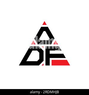 ODF-Logo mit Dreiecksbuchstaben und Dreiecksform. Monogramm mit ODF-Dreieck-Logo. ODF-dreieckige Vektor-Logo-Vorlage mit roter Farbe. ODF Triangul Stock Vektor