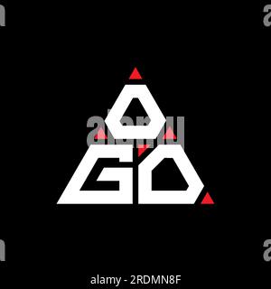 Logo mit OGO-Dreiecksbuchstaben und Dreiecksform. Monogramm mit OGO-Dreieck-Logo. OGO-dreieckige Vektorvorlage mit roter Farbe. OGO triangul Stock Vektor