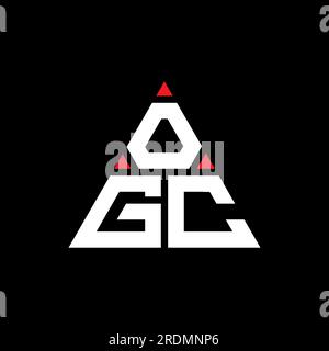 OGC-Logo mit Dreiecksbuchstaben und Dreiecksform. Monogramm mit OGC-Dreieck-Logo. OGC-Logovorlage für Dreiecksvektor in roter Farbe. OGC-Triangul Stock Vektor
