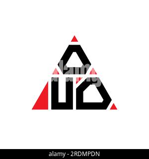 LOGO mit OUO-Dreiecksbuchstaben in Dreiecksform. Monogramm mit OUO-Dreieck-Logo. OUO-Dreieck-Vektor-Logo-Vorlage mit roter Farbe. OUO Triangul Stock Vektor