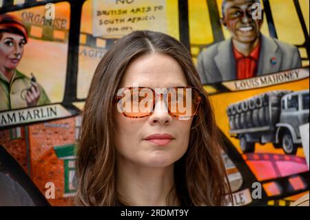 Hayley Atwell bei einer AKTIENVERANSTALTUNG am Leicester Square zur Unterstützung des Streiks der amerikanischen Schauspieler der sag-AFTRA am 21. Juli 2023 Stockfoto