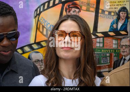 Hayley Atwell bei einer AKTIENVERANSTALTUNG am Leicester Square zur Unterstützung des Streiks der amerikanischen Schauspieler der sag-AFTRA am 21. Juli 2023 Stockfoto