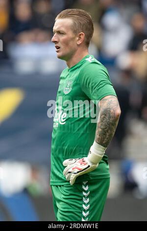 Wigan, Großbritannien. 22. Juli 2023 Jordan Pickford of Everton während der Vorsaison zwischen Wigan Athletic und Everton im DW Stadium, Wigan, Großbritannien, am Samstag, den 22. Juli 2023 (Foto von Phil Bryan/Alamy Live News) Stockfoto