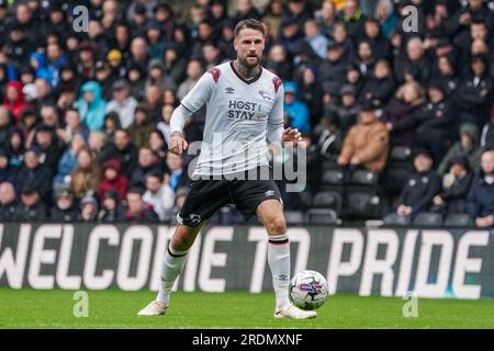 Derby, Großbritannien. 22. Juli 2023. Derby County Sonny Bradley beim Spiel Derby County FC gegen Stoke City FC Craig Forsyth Testimonial im Pride Park Stadium, Derby, Großbritannien, am 22. Juli 2023 Credit: Every second Media/Alamy Live News Stockfoto