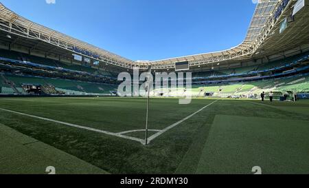 Sao Paulo, Brasilien. 22. Juli 2023. SP - SAO PAULO - 07/22/2023 - BRASILEIRO A 2023, PALMEIRAS X FORTALEZA - Allgemeine Ansicht des Stadions Arena Allianz Parque für das Spiel zwischen Palmeiras und Fortaleza für die brasilianische Meisterschaft A 2023. Foto: Marcello Zambrana/AGIF/Sipa USA Kredit: SIPA USA/Alamy Live News Stockfoto