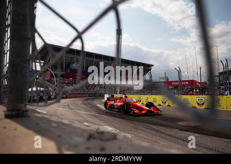 Toronto, ON, Kanada. 14. Juli 2023. Juli 14, 2023-Toronto, ON: BENJAMIN PEDERSEN (R) (55) aus Kopenhagen, Dänemark fährt während des Trainings für die Honda Indy Toronto auf dem Ausstellungsgelände in Toronto auf der Rennstrecke. (Kreditbild: © Walter G. Arce Sr./ZUMA Press Wire) NUR REDAKTIONELLE VERWENDUNG! Nicht für den kommerziellen GEBRAUCH! Stockfoto