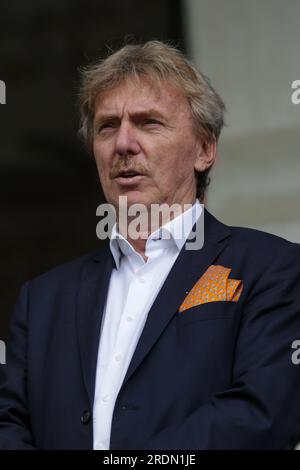 Zbigniew Boniek, polnischer Vizepräsident der UEFA, wurde während des 2023. Europameisterschaftsspiels unter -17 zwischen Polen und Deutschland in der Pancho Arena gesehen. Endstand: Polen 3:5 Deutschland. Stockfoto