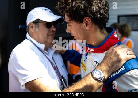 Mogyorod, Hongrie. 22. Juli 2023. BORTOLETO Gabriel (BRA), Trident, Dallara F3, Portrait während der 7. Runde der FIA-Formel-3-Meisterschaft 2023 vom 21. Bis 23. Juli 2023 auf dem Hungaroring in Mogyorod, Ungarn - Photo Sebastian Rozendaal/Dutch Photo Agency/DPPI Credit: DPPI Media/Alamy Live News Stockfoto