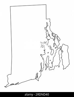 Rhode Island Landkarte isoliert auf weißem Hintergrund Stock Vektor