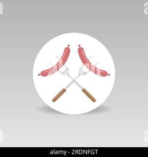Grillgabeln mit Würstchen – Symbol. BBQ Barbecue-Konzeptsymbol Stock Vektor