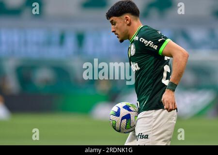 São Paulo (SP), 22. Juli - Fußball/PALMEIRAS-FORTALEZA - Piquerez von Palmeiras - Spiel zwischen Palmeiras x Fortaleza, gültig für das sechzehnte der brasilianischen Meisterschaft, die in der Allianz Parque Arena, westliche Zone von São Paulo, stattfindet, am samstagnachmittag, 22. Stockfoto