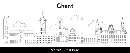 Vektordarstellung der Skyline von Gent Stock Vektor