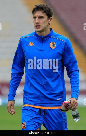 Bradford, Großbritannien. 22. Juli 2023. Alfie Jones #5 of Hull City nach dem Vorsaison-Spiel Bradford City vs Hull City im University of Bradford Stadium, Bradford, Großbritannien, 22. Juli 2023 (Foto von James Heaton/News Images) in Bradford, Großbritannien, am 7./22. Juli 2023. (Foto: James Heaton/News Images/Sipa USA) Guthaben: SIPA USA/Alamy Live News Stockfoto