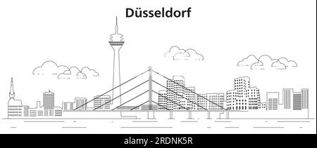 Kunstvektordarstellung der Skyline von Düsseldorf Stock Vektor