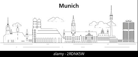 Münchner Skyline Kunstvektordarstellung Stock Vektor