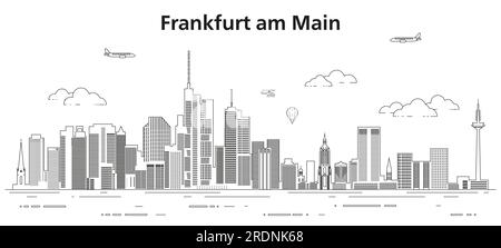 Kunstvektordarstellung der Skyline von Frankfurt am Main Stock Vektor