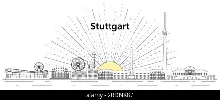 Stuttgarter Skyline-Kunstvektordarstellung Stock Vektor