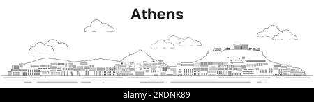 Kunstvektordarstellung der Skyline von Athen Stock Vektor