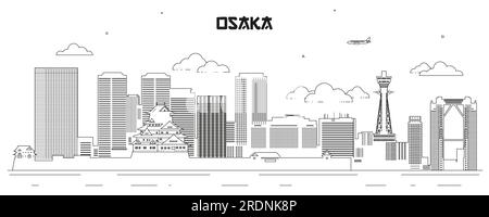 Osaka Skyline-Kunstvektordarstellung Stock Vektor