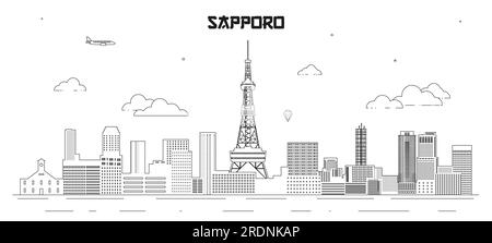 Vektordarstellung der Skyline von Sapporo Stock Vektor