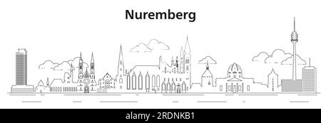 Nürnberger Skyline-Kunstvektordarstellung Stock Vektor