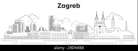 Zagrebs Skyline-Kunstvektordarstellung Stock Vektor
