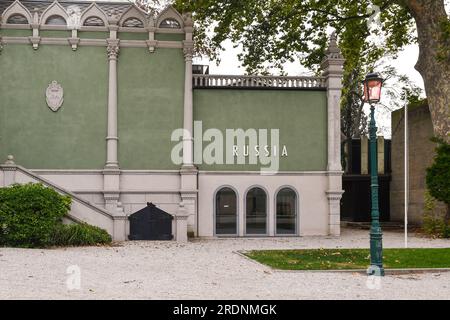 Der russische Pavillon auf der Biennale 2022 in Venedig wurde geschlossen, um gegen den Krieg in der Ukraine, Venedig, Venetien und Italien zu protestieren Stockfoto