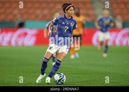 Hamilton, Neuseeland. 22. Juli 2023. Hinata MIYAZAWA (JPN), 22. Juli 2023 - Fußball : #7 Hinata MIYAZAWA of Japan läuft mit dem Ball während des FIFA Womens World Cup Australia & Neuseeland 2023 Group C Match zwischen Japan und Sambia im Waikato Stadium in Hamilton, Neuseeland. Kredit: AFLO/Alamy Live News Stockfoto